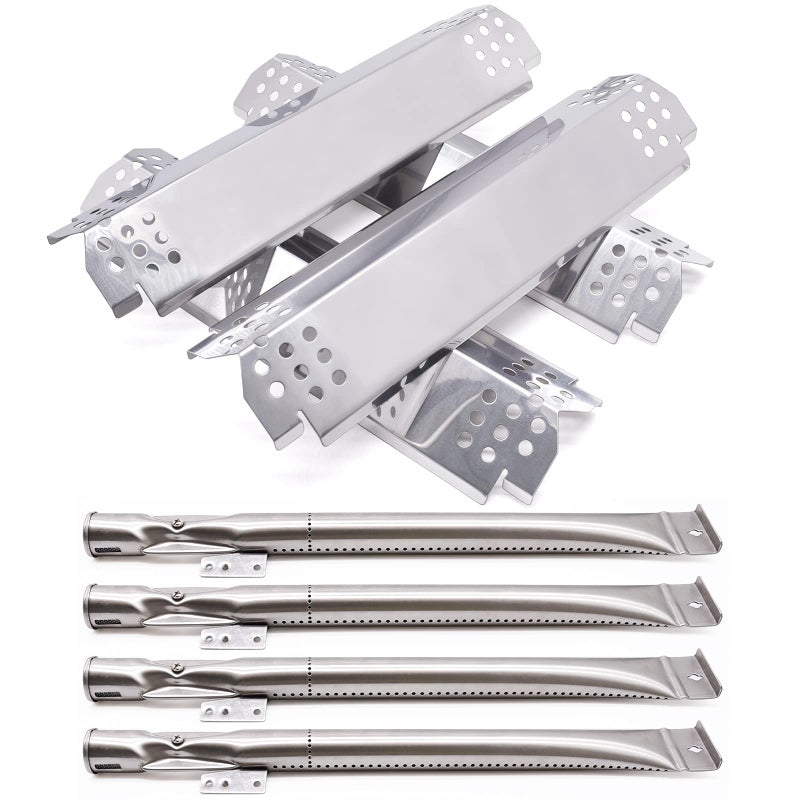 Adviace Grill Replacement Parts for Nexgrill 720-0830H, 4 Pack Grill Burners and Heat Plates Shield for Home Depot Nexgrill 4 Burner 720-0830H Gas Grills - Image 1